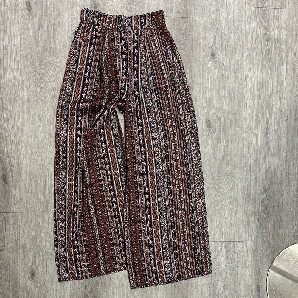 Mango Foulard Striped Wide-Leg Pants - Black/Rust